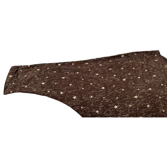 KIM & CAMI LONG RAGLAN SLV ROUND NECK TOP, WOMENS, XL, BROWN WITH GOLDTONE STARS - Picture 7 of 11